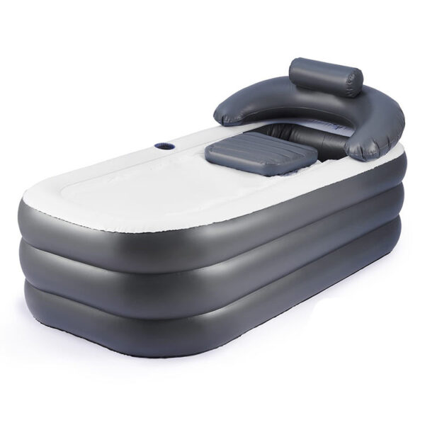 Inflatable Bathtub With Electric Air Pump, Portable Tub With Blow Up Bath Pillow Cover, Drainage Cup Holder, Foldable Outdoor Freestanding Tub for Adults