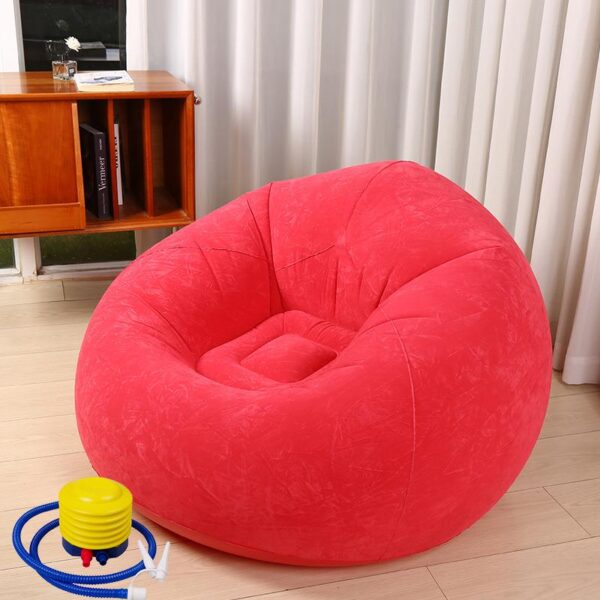 Washable Inflatable Bean Bag, Soft Flocked Fabric Bean Bag, Comfortable Bean Bag Chair for Home, Living Room, Garden