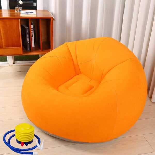 Washable Inflatable Bean Bag, Soft Flocked Fabric Bean Bag, Comfortable Bean Bag Chair for Home, Living Room, Garden