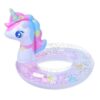 Rainbow Unicorn Glitter Swim Ring – Cute PVC Inflatable Float for Kids & Adults