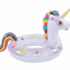 Rainbow Unicorn Glitter Swim Ring – Cute PVC Inflatable Float for Kids & Adults