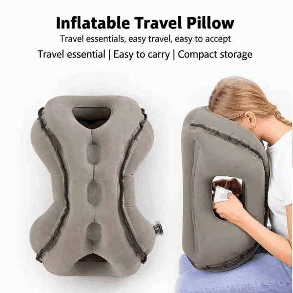 Elevated PVC Flocked Portable Inflatable Sleeping Pillow / Travel Support Pillow