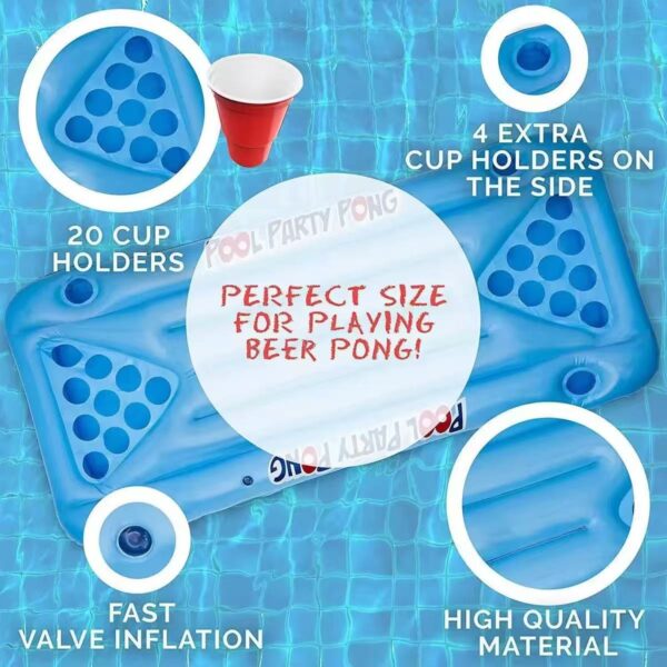 PVC Inflatable Beer Pong Pool Float with Ice Cooler