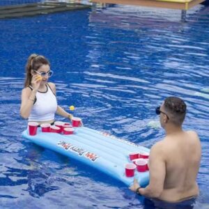 PVC Inflatable Beer Pong Pool Float with Ice Cooler