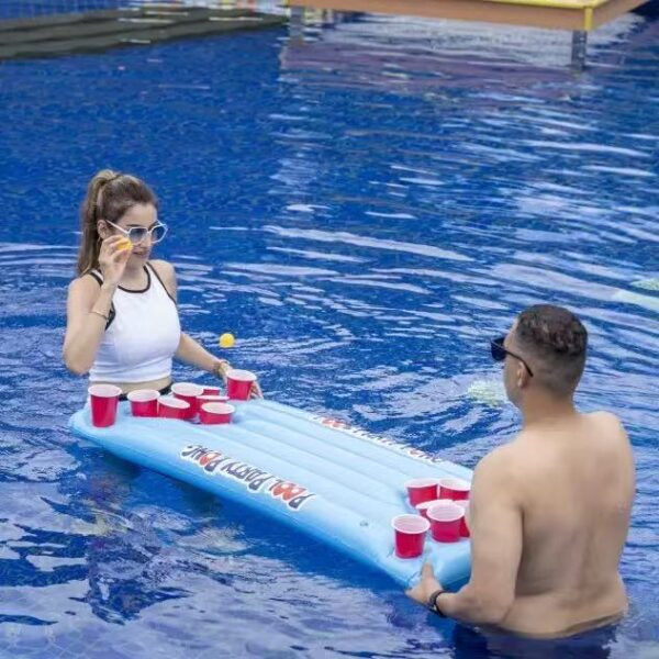 PVC Inflatable Beer Pong Pool Float with Ice Cooler