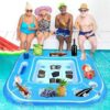Multifunctional PVC Inflatable Floating Poker Table with Ice Bar & Cup Holders