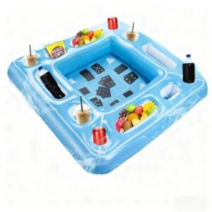 Multifunctional PVC Inflatable Floating Poker Table with Ice Bar & Cup Holders